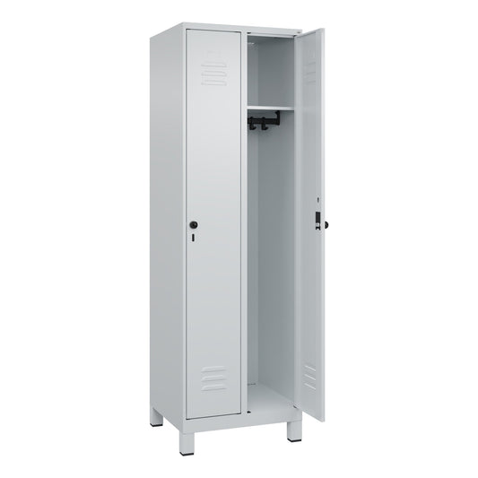 C+P Kleiderspind Classic PLUS 600 x 1.950 x 500 mm (B x H x T) 2 Abteile Stahl Farbe der Front: lichtgrau Farbe des Korpus: lichtgrau
