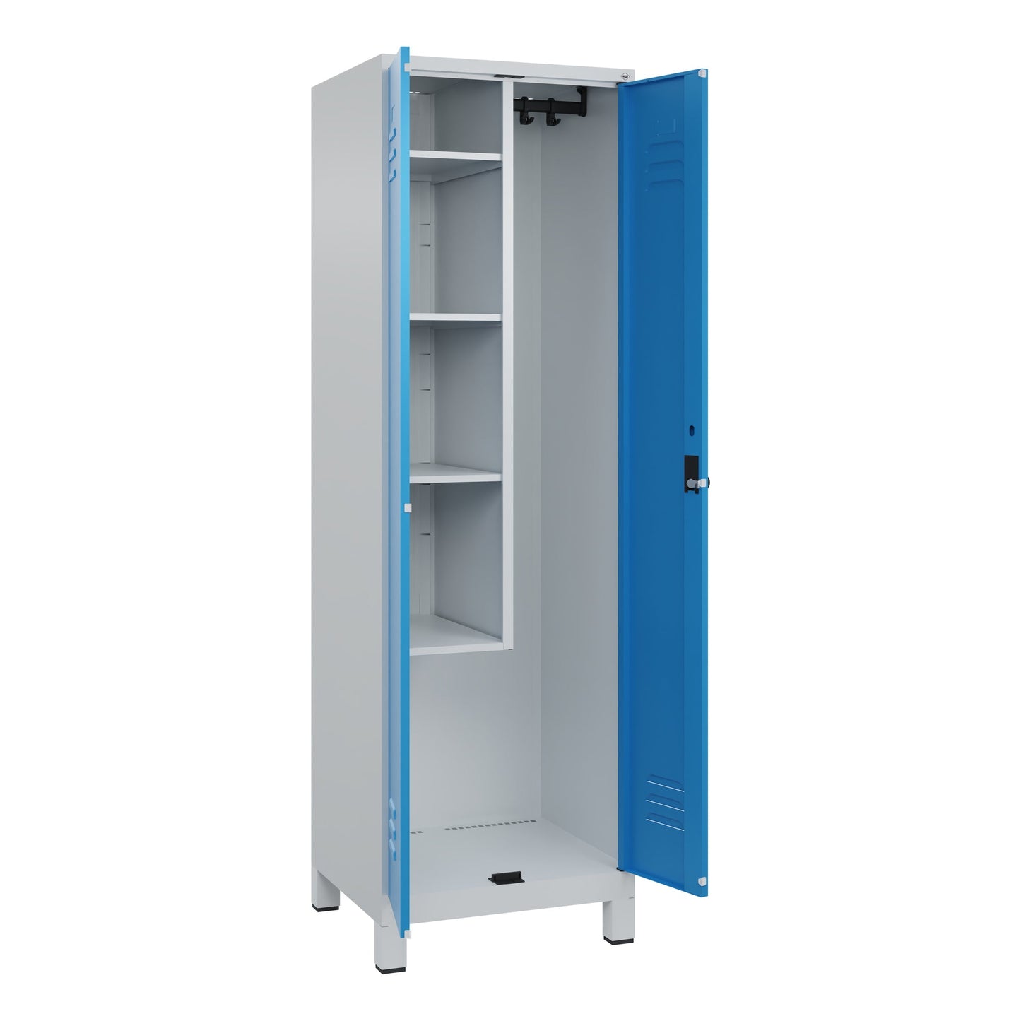 C+P Putzmittelschrank Classic PLUS 600 x 1.950 x 500 mm (B x H x T) Stahl Farbe der Front: lichtblau Farbe des Korpus: lichtgrau