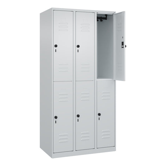 C+P Kleiderspind Classic PLUS 900 x 1.850 x 500 mm (B x H x T) 3 Abteile Stahl Farbe der Front: lichtgrau Farbe des Korpus: lichtgrau