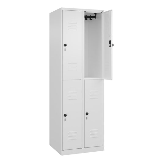 C+P Kleiderspind Classic PLUS 600 x 1.850 x 500 mm (B x H x T) 2 Abteile Stahl Farbe der Front: verkehrsweiß Farbe des Korpus: verkehrsweiß