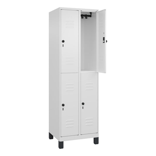 C+P Kleiderspind Classic PLUS 600 x 1.950 x 500 mm (B x H x T) 2 Abteile Stahl Farbe der Front: verkehrsweiß Farbe des Korpus: verkehrsweiß