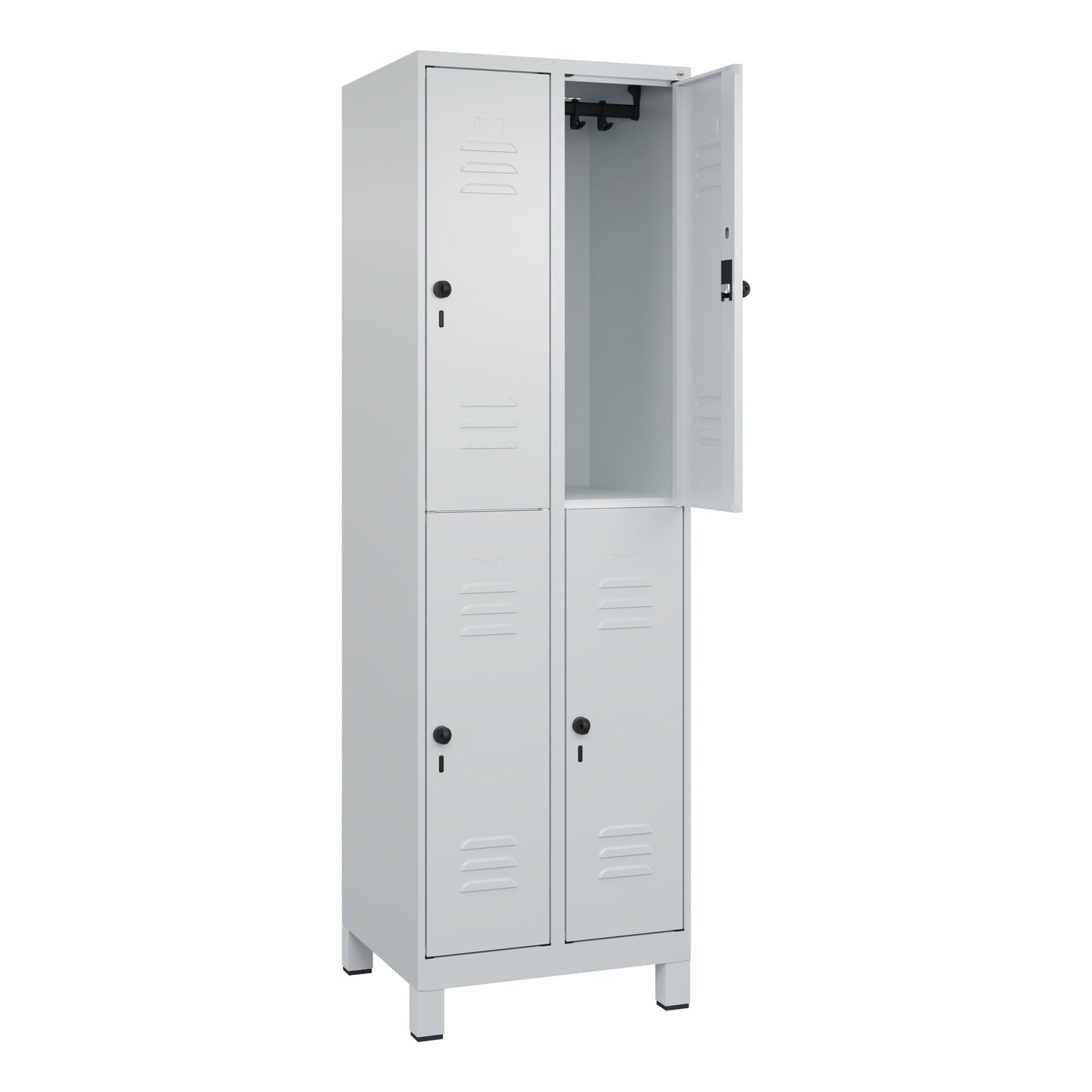 C+P Kleiderspind Classic PLUS 600 x 1.950 x 500 mm (B x H x T) 2 Abteile Stahl Farbe der Front: lichtgrau Farbe des Korpus: lichtgrau