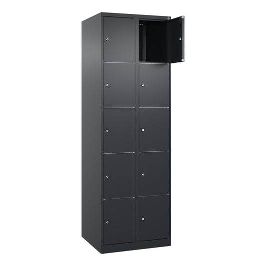 C+P Schließfachschrank Classic PLUS 10 Fächer Stahl schwarzgrau