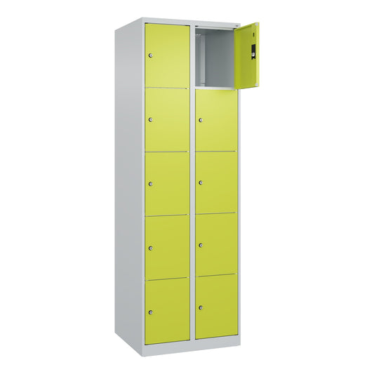 C+P Schließfachschrank Classic PLUS 10 Fächer Stahl Farbe der Front: clowngrün