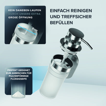 ovimar Seifenspender Kegnaes 6 x 9 x 16 cm (B x H x T) 0,25l Edelstahl, gebürstet/Glas/Kunstststoff silber