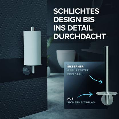 ovimar WC-Rollenhalter Skodsbol 13,5 x 5 x 28,5 cm (B x H x T) 2 Rollen Edelstahl, gebürstet/Glas silber