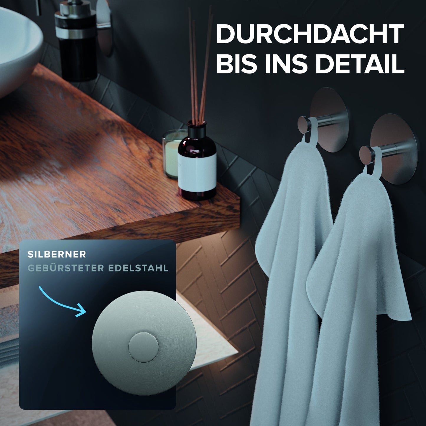 ovimar Handtuchhaken Hirstholm 6 x 3 cm (Ø x H) Edelstahl, gebürstet silber 2 St./Pack.