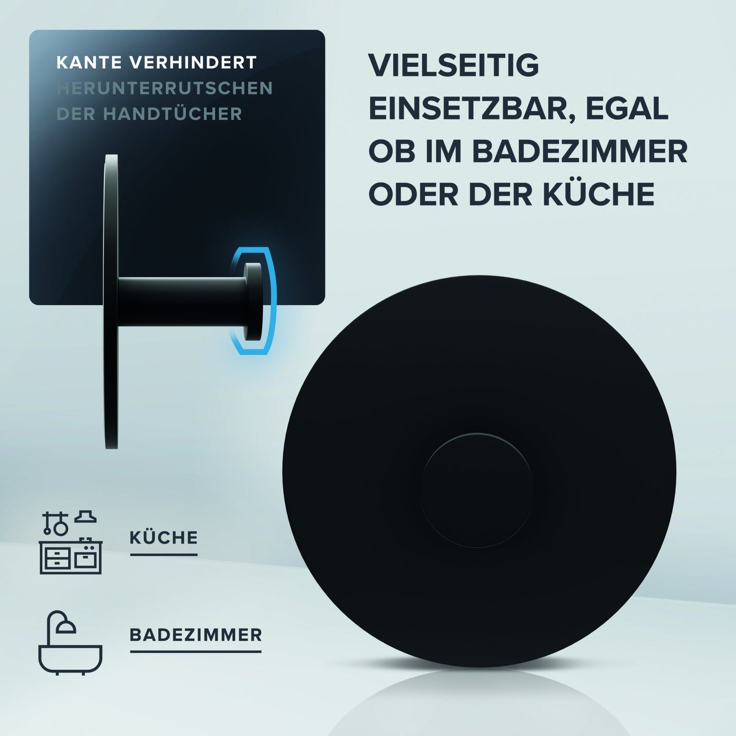 ovimar Handtuchhaken Danksoya 6 x 3 cm (Ø x H) Edelstahl, pulverbeschichtet schwarz 2 St./Pack.