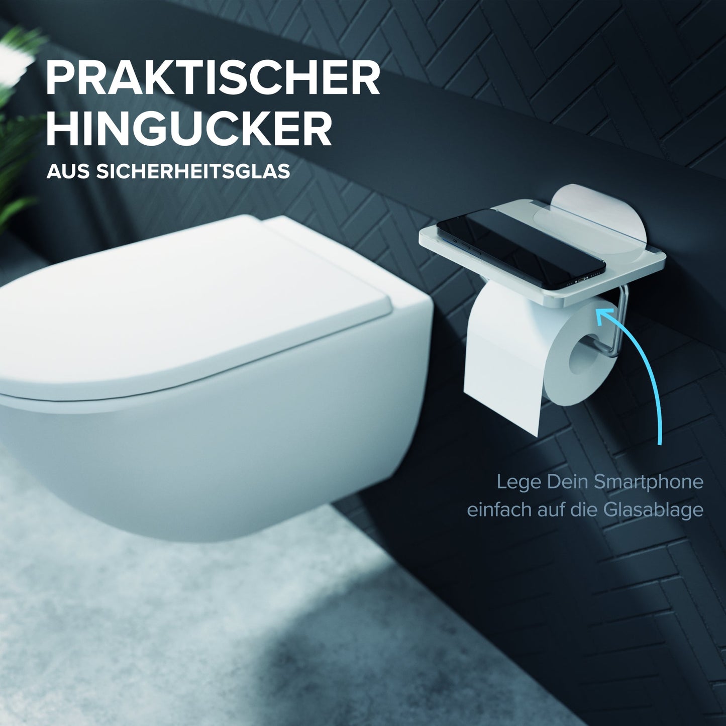 ovimar WC-Rollenhalter Helnaes 6 x 9 x 16 cm (B x H x T) 1 Rolle Edelstahl/Glas silber