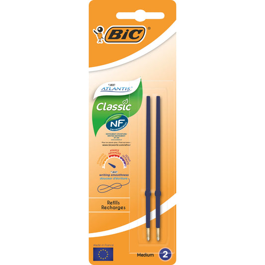 BIC® Kugelschreibermine refill X-smooth BIC Kugelschreiber ATLANTIS® Classic, ATLANTIS® Soft 0,4mm blau IS1197 dokumentenecht 2 St./Pack.