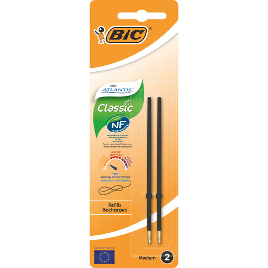 BIC® Kugelschreibermine refill X-smooth BIC Kugelschreiber ATLANTIS® Classic, ATLANTIS® Soft 0,4mm schwarz IS1197 dokumentenecht 2 St./Pack.