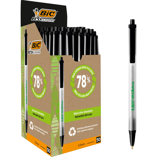 BIC® Kugelschreiber Clic Stic ECOlutions® 0,4mm schwarz Mine nicht auswechselbar dokumentenecht Schaftfarbe: frostig/transparent