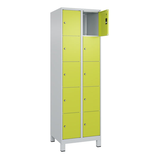 C+P Schließfachschrank Classic PLUS 10 Fächer Stahl Farbe der Front: clowngrün