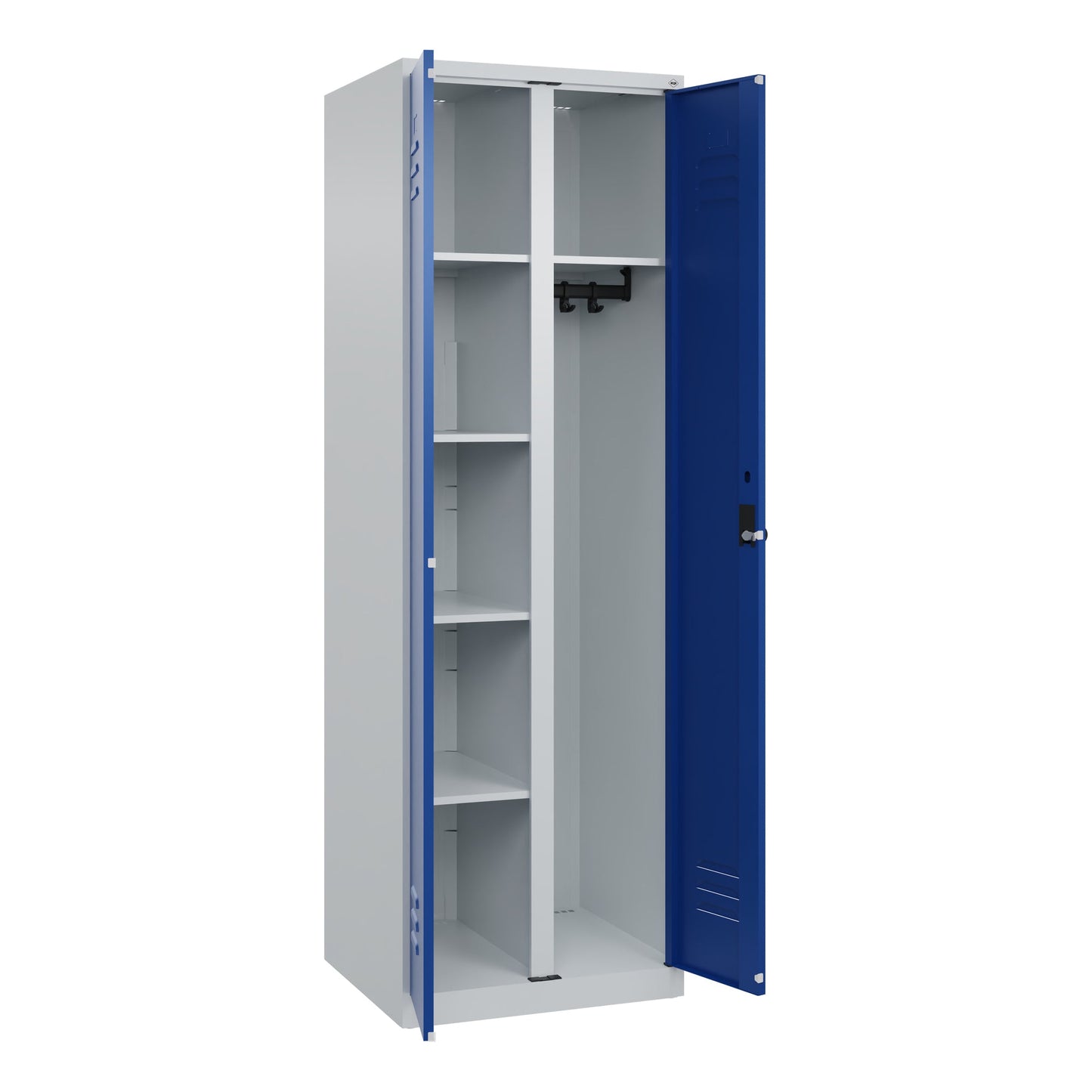 C+P Garderobenschrank Classic PLUS 600 x 1.850 x 500 mm (B x H x T) Stahl Farbe der Front: enzianblau Farbe des Korpus: lichtgrau