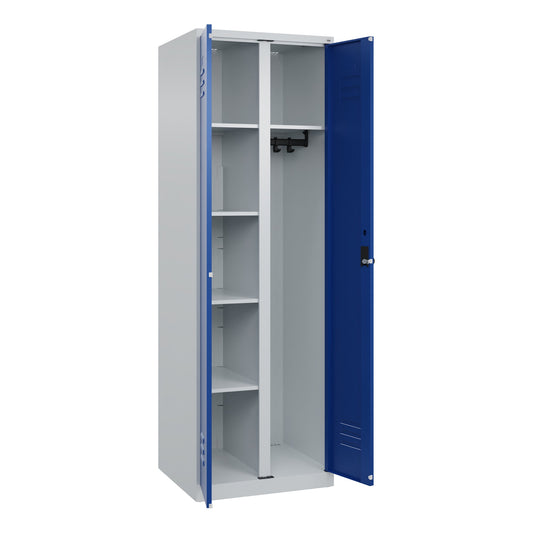 C+P Garderobenschrank Classic PLUS 600 x 1.850 x 500 mm (B x H x T) Stahl Farbe der Front: enzianblau Farbe des Korpus: lichtgrau