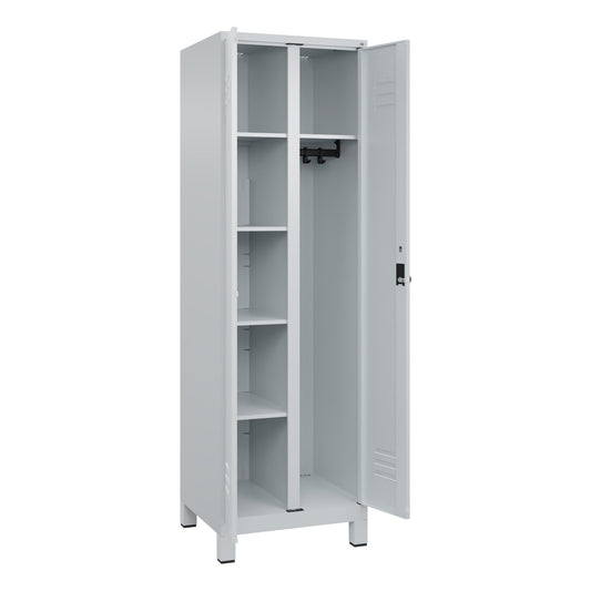 C+P Garderobenschrank Classic PLUS 600 x 1.950 x 500 mm (B x H x T) Stahl Farbe der Front: lichtgrau Farbe des Korpus: lichtgrau
