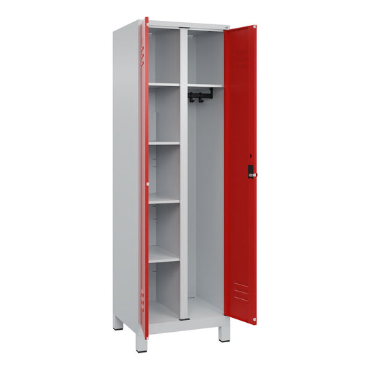 C+P Garderobenschrank Classic PLUS 600 x 1.950 x 500 mm (B x H x T) Stahl Farbe der Front: verkehrsrot Farbe des Korpus: lichtgrau