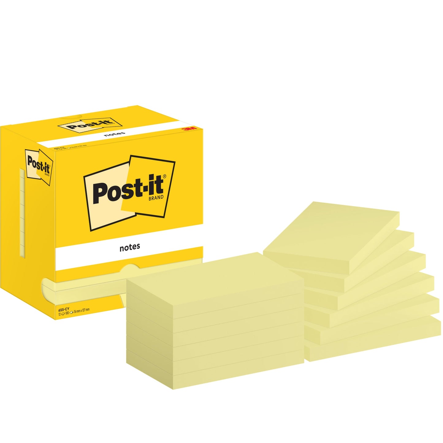 Post-it® Haftnotiz Notes 127 x 76 mm (B x H) gelb 100 Bl./Block 12 Block/Pack.