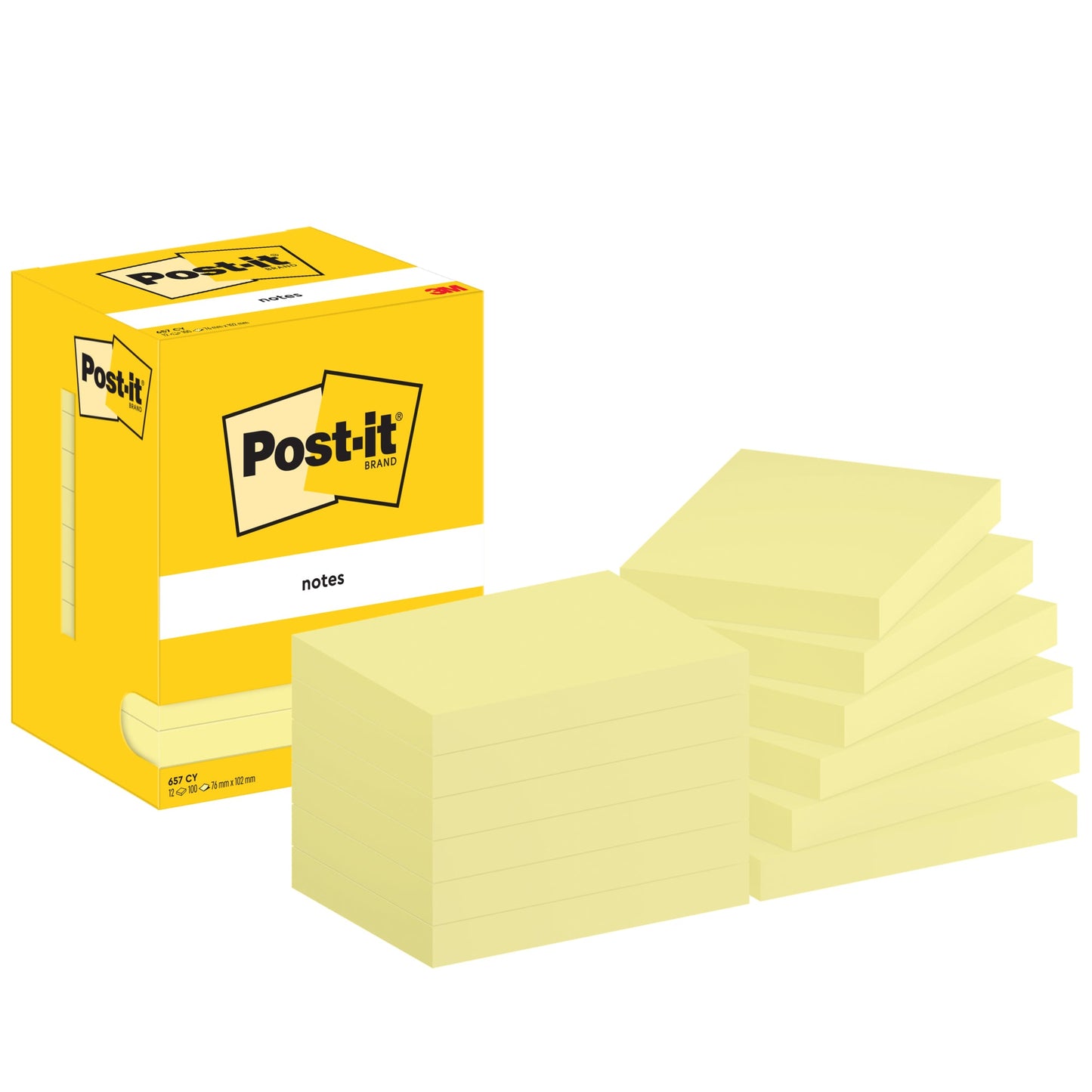 Post-it® Haftnotiz Notes 102 x 76 mm (B x H) gelb 100 Bl./Block 12 Block/Pack.