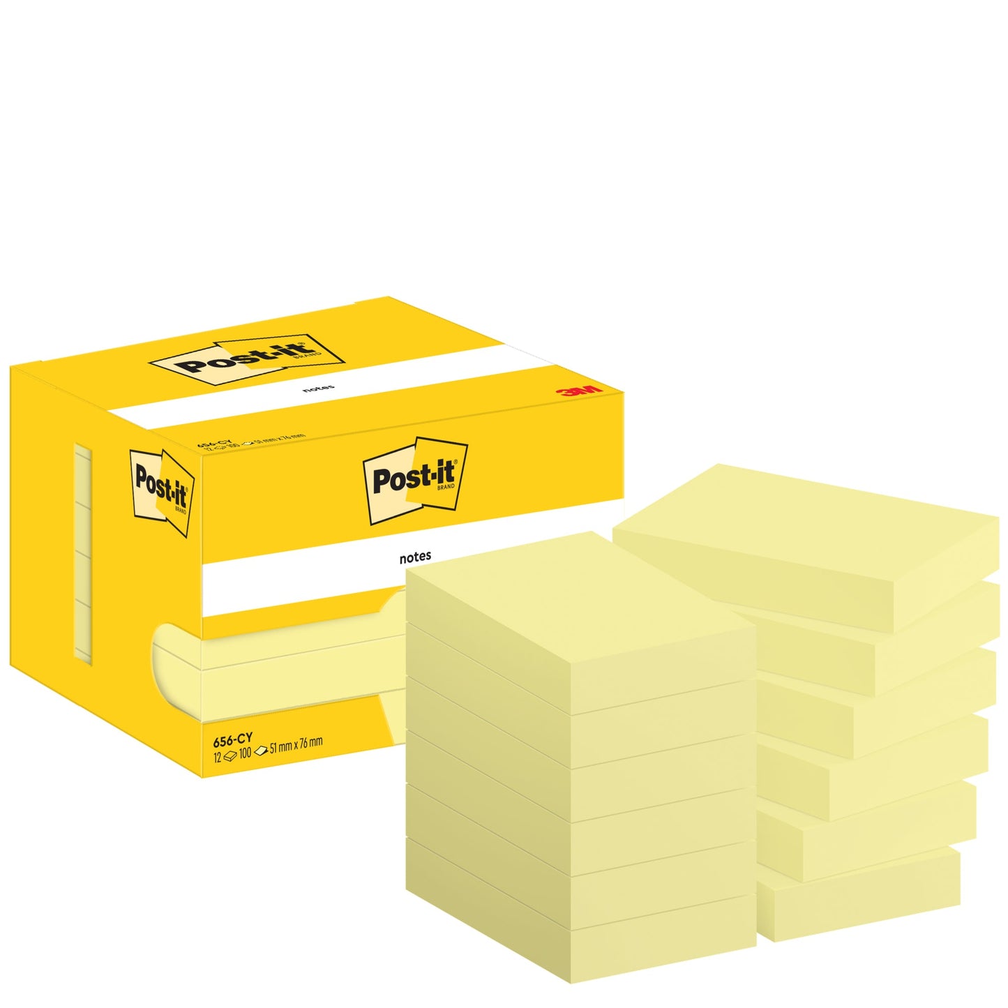Post-it® Haftnotiz Notes 51 x 76 mm (B x H) gelb 100 Bl./Block 12 Block/Pack.