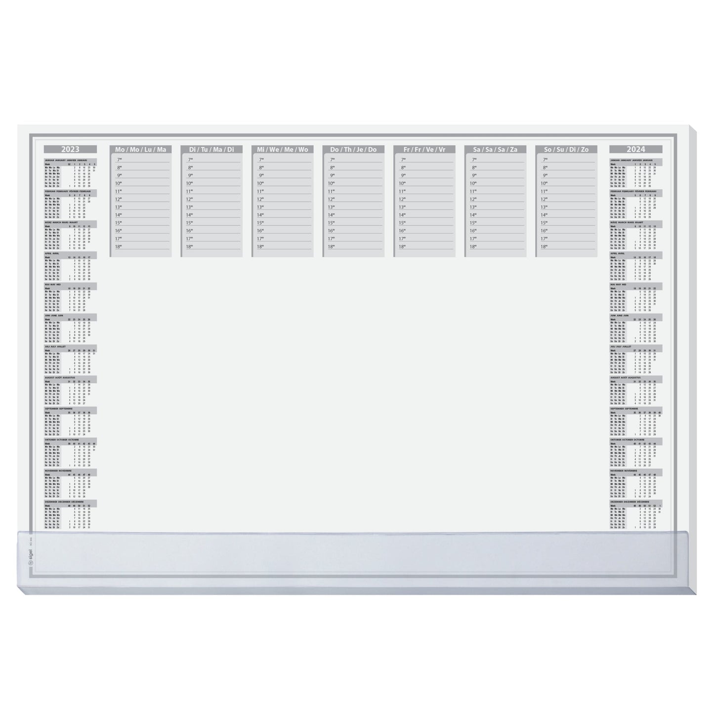 SIGEL Schreibunterlage Protect 59,5 x 41 cm (B x H) mit Kalender 2 Jahre Papier grau 40 Bl.