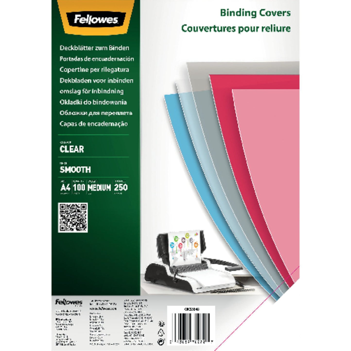 Fellowes® Deckblattfolie DIN A4 250µm PET transparent 100 St./Pack.