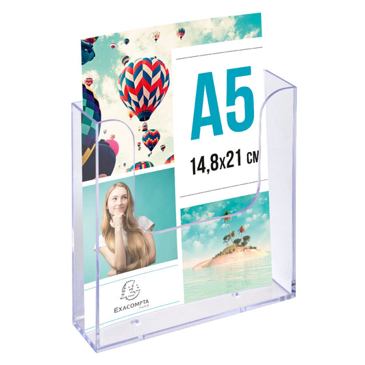Exacompta Prospekthalter Office 16 x 16,5 x 4 cm (B x H x T) DIN A5 Polystyrol kristall 1 Fach
