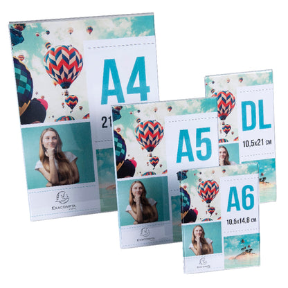 Exacompta Tischaufsteller Office Exacryl 15 x 21,4 x 5,5 cm (B x H x T) DIN A5 beidseitig verwendbar Acryl kristall