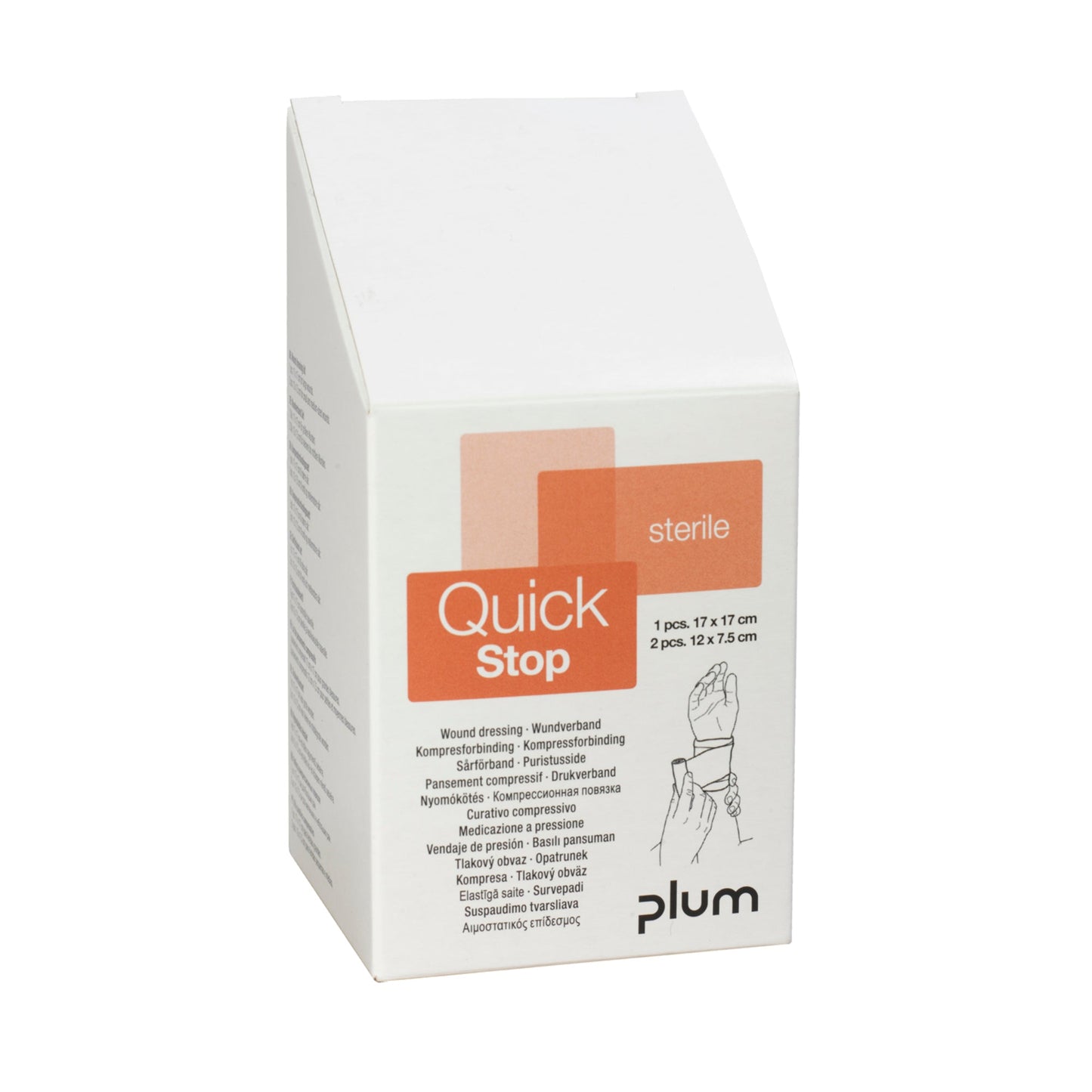 PLUM Verband QuickStop 8 cm x 3 m, 7 cm x 2 m (B x L) Maße Kompresse: 17 x 17 cm, 12 x 7,5 cm (B x L) 3 St./Pack.