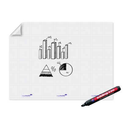 Legamaster Flipchartfolie Magic-Chart Flipchart XL 120 x 90 cm (B x H) 50µm selbsthaftend inkl. 1 Marker Polypropylen weiß 15 Bl./Pack.