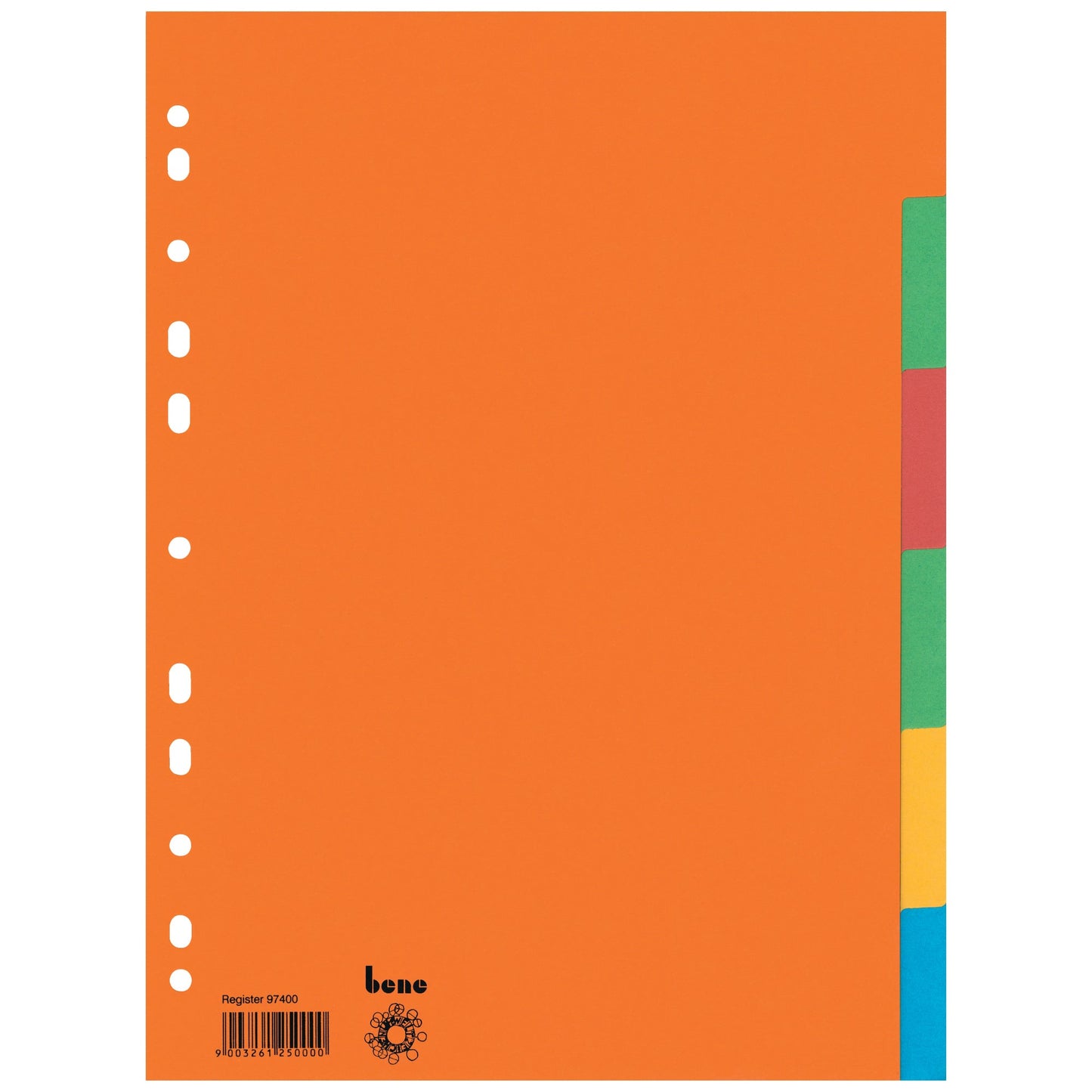 Bene Ordnerregister DIN A4 blanko 100 % Recyclingkarton mehrfarbig 6 Registerblätter