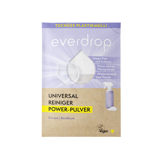 everdrop Allzweckreiniger Zitrone/Basilikum dermatologisch getestet biologisch abbaubar frei von Mikroplastik 10,4 Tüte Papier recycelbar 25 g/Pack.