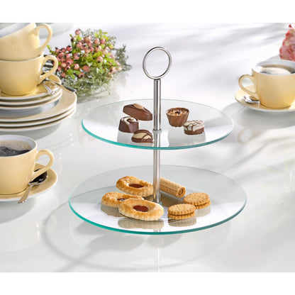 Esmeyer® Etagere COOKIE 25 x 27 x 25 cm (B x H x T) 2 Etagen Glas/Edelstahl transparent