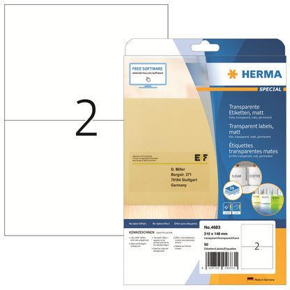 HERMA Folienetikett SPECIAL 210 x 148 mm (B x H) transparent 50 Etik./Pack.