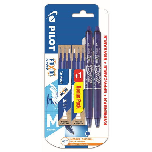 PILOT Tintenroller FriXion Clicker 0,4mm blau dokumentenecht inkl. 6 Minen blau