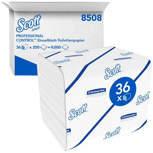 Scott® Toilettenpapier ControlT 2-lagig Interfold-Falz / W-Falz weiß 250 Bl./Rl. 36 Rl./Pack.