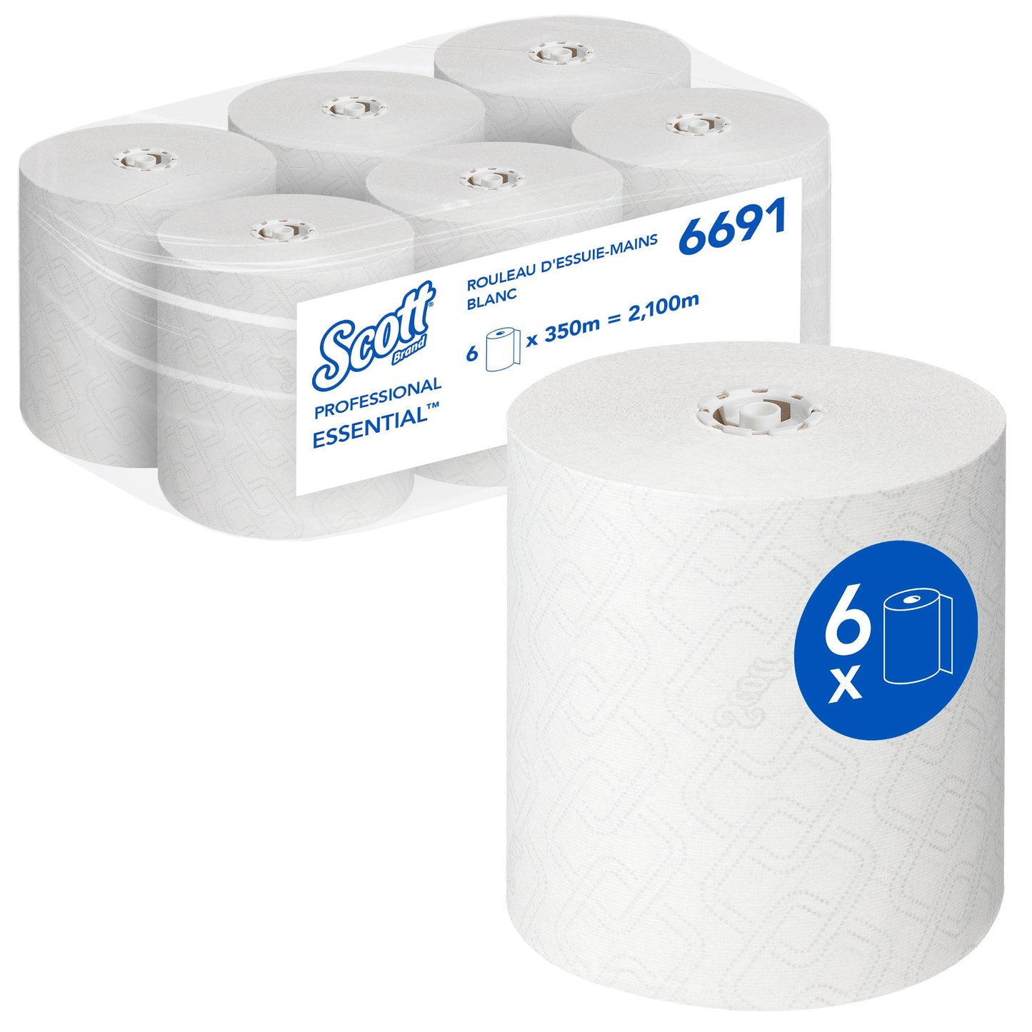Scott® Handtuchrolle EssentialT 19,8 cm x 350 m (B x L) AirflexT weiß 6 Rl./Pack.
