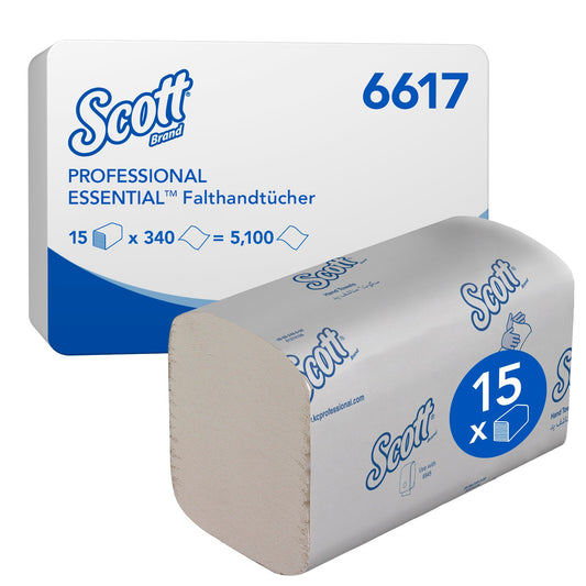 Scott® Papierhandtücher EssentialT 21,2 x 20 cm (B x L) AirflexT weiß 15 x 340 Bl./Pack.