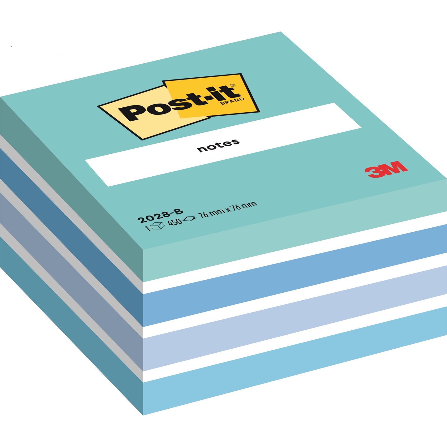 Post-it® Haftnotizwürfel 76 x 45 x 76 mm (B x H x T) türkis, weiß, retroblau, zenblau, paradiseblau 450 Bl.