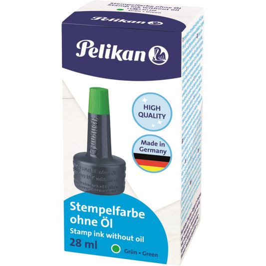 Pelikan Stempelfarbe 4K Gummistempel, Polymerstempel grün Kunststoffflasche 28ml