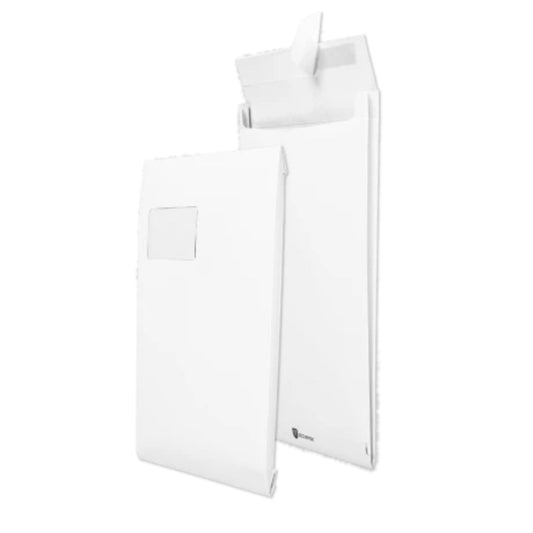 SECURITEX® Faltentasche DIN C4 229 x 324 mm (B x H) mit Fenster 130g/m² mit Haftklebung Papier weiß 100 St./Pack.