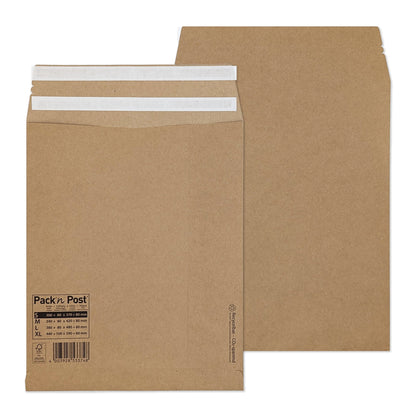 Faltentasche eCommerce 300 x 370 mm (B x H) ohne Fenster 110g/m² mit Haftklebung Kraftpapier, 70 % recycelt braun 250 St./Pack.