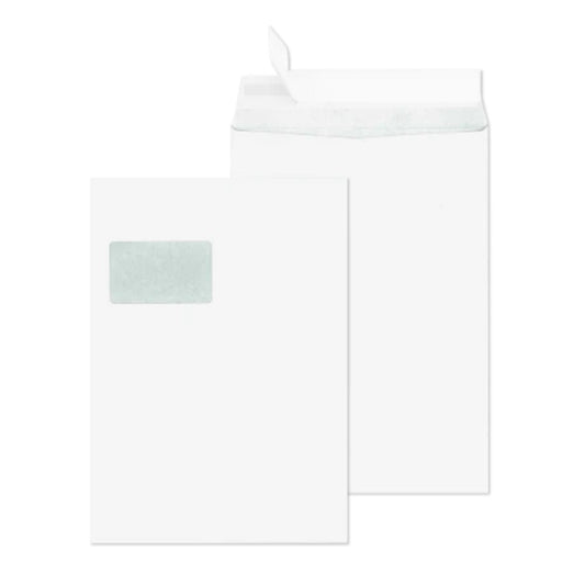SECURITEX® Versandtasche DIN C4 229 x 324 mm (B x H) mit Haftklebung mit Fenster 130g/m² weiß 100 St./Pack.