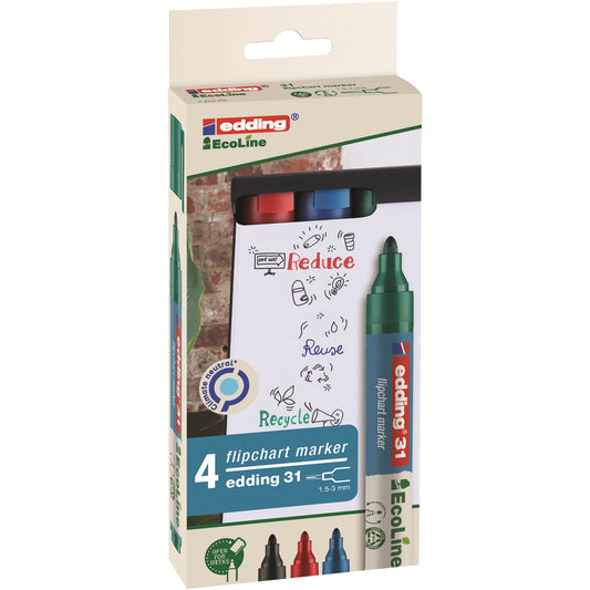 edding Flipchartmarker 31 EcoLine 1,5-3mm farbig sortiert 4 St./Pack.