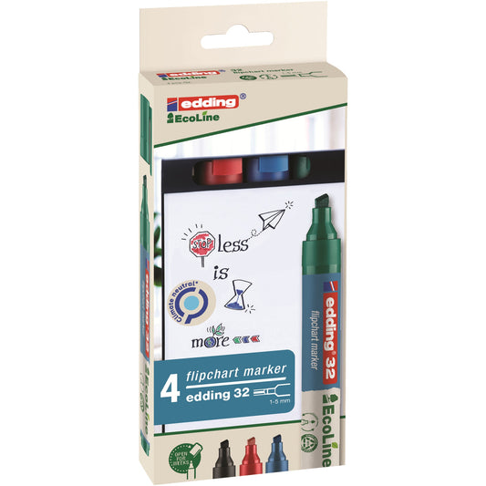 edding Flipchartmarker 32 EcoLine 1-5mm farbig sortiert 4 St./Pack.