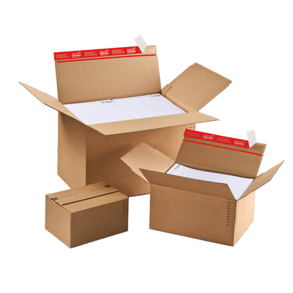 ColomPac® Versandkarton Innenmaße: 30,4 x 13-22 x 21,6 cm (B x H x T) Außenmaße: 31,2 x 14-22,4 x 22,3 cm (B x H x T) Kraftliner Wellpappe 1-wellig braun