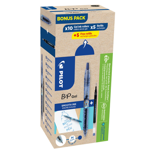 PILOT Gelschreiber B2P Bottle 2 Pen 0,4mm blau inkl. 10 Minen blau