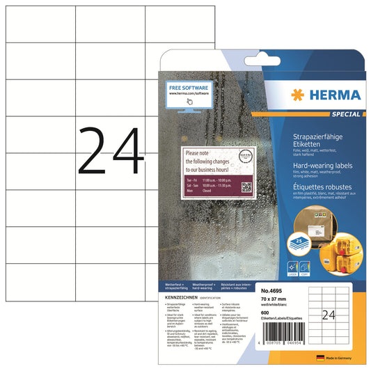 HERMA Folienetikett SPECIAL 70 x 37 mm (B x H) weiß 600 Etik./Pack.
