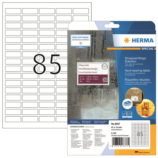 HERMA Folienetikett SPECIAL 37 x 13 mm (B x H) weiß 2.125 Etik./Pack.