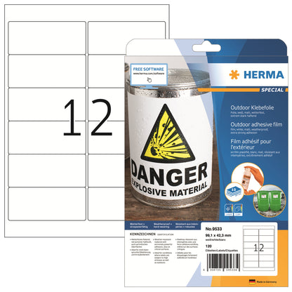 HERMA Folienetikett SPECIAL 99,1 x 42,3 mm (B x H) weiß 120 Etik./Pack.